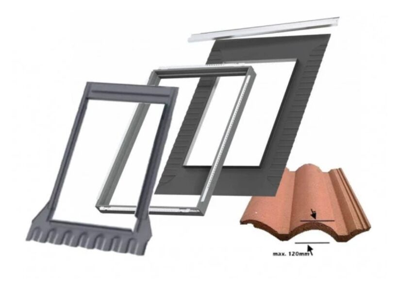 Montavimo paketas Velux EDW 2000 BDX, banguotai dangai nuo 16mm iki 120mm